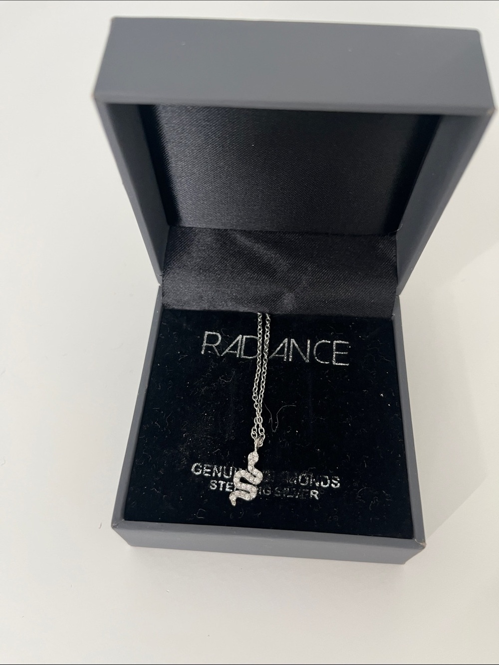 silver snake charm necklace
